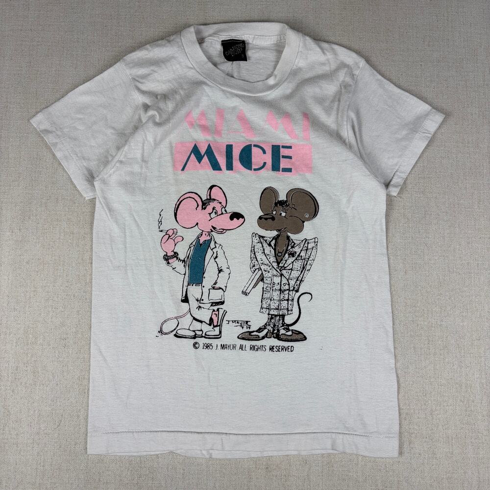 Vintage Miami Mice Diamond Dust 1985 Crime Cartoon Small Tee